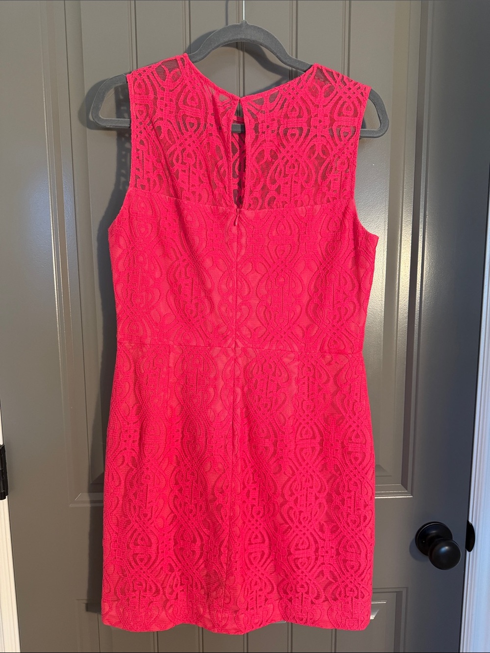 CeCe Hot Pink Sleeveless Lace Sheath Dress - Picture 2 of 5